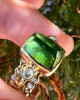 EMERALD CUT GREEN TOURMALINE WITH ROSECUT DIAMONDS