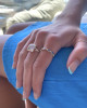 AQUAMARINE AND DIAMOND STEPPING STONE BAND