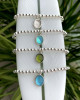 STERLING SILVER BEAD BRACELET WITH CRYSTAL CHARM