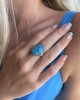 KINGMAN WATERWEB TURQUOISE RING WITH DIAMONDS