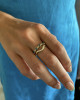 AQUAMARINE AND DIAMOND STEPPING STONE BAND