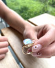 SQUARE MOONSTONE CABOCHON  WITH DIAMOND ACCENTS