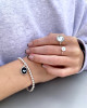 STERLING SILVER BEAD BRACELET WITH BLACK HEART CHARM