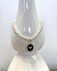 STERLING SILVER BEAD BRACELET WITH BLACK HEART CHARM