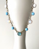 TURQUOISE MIX CRYSTAL 9 LINK NECKLACE