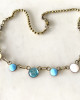 TURQUOISE MIX CRYSTAL 9 LINK NECKLACE