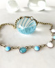 TURQUOISE MIX CRYSTAL 9 LINK NECKLACE