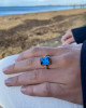 EMERALD CUT LONDON BLUE TOPAZ AND DIAMONDS