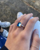 EMERALD CUT LONDON BLUE TOPAZ AND DIAMONDS