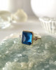 EMERALD CUT LONDON BLUE TOPAZ AND DIAMONDS