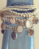 STERLING SILVER BEAD BRACELET WITH CRYSTAL CHARM