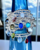SILVER BEAD BRACELET WITH DARK SAPPHIRE CHARM