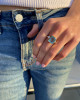 SWISS BLUE TOPAZ RING WITH DIAMOND ACCENTS