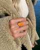 CARNELIAN RING WITH GOLD BEADS