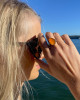 CARNELIAN RING WITH GOLD BEADS