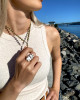 WHITE BUFFALO TURQUOISE WITH ORANGE SAPPHIRES