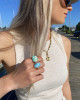 LARIMAR RING IN 14K YELLOW GOLD AND SS