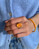CARNELIAN RING WITH GOLD BEADS