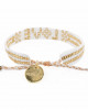 SEED BEAD LOVE BRACELET - WHITE AND GOLD
