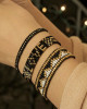 SEED BEAD LOVE BRACELET IN BLACK AND GOLD