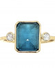 EMERALD CUT LONDON BLUE TOPAZ AND DIAMONDS