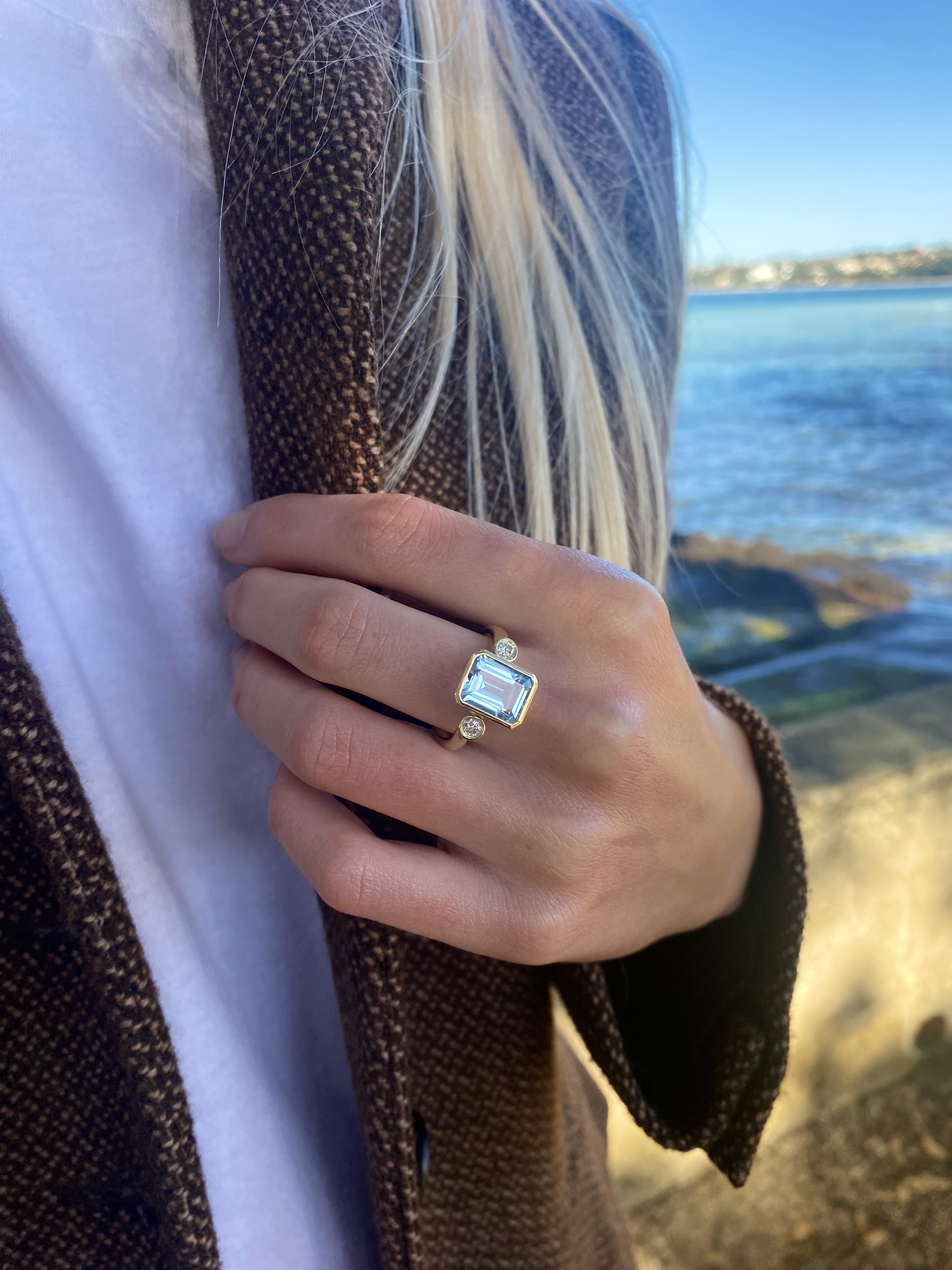 SWISS TOPAZ AND DIAMOND COCKTAIL RING